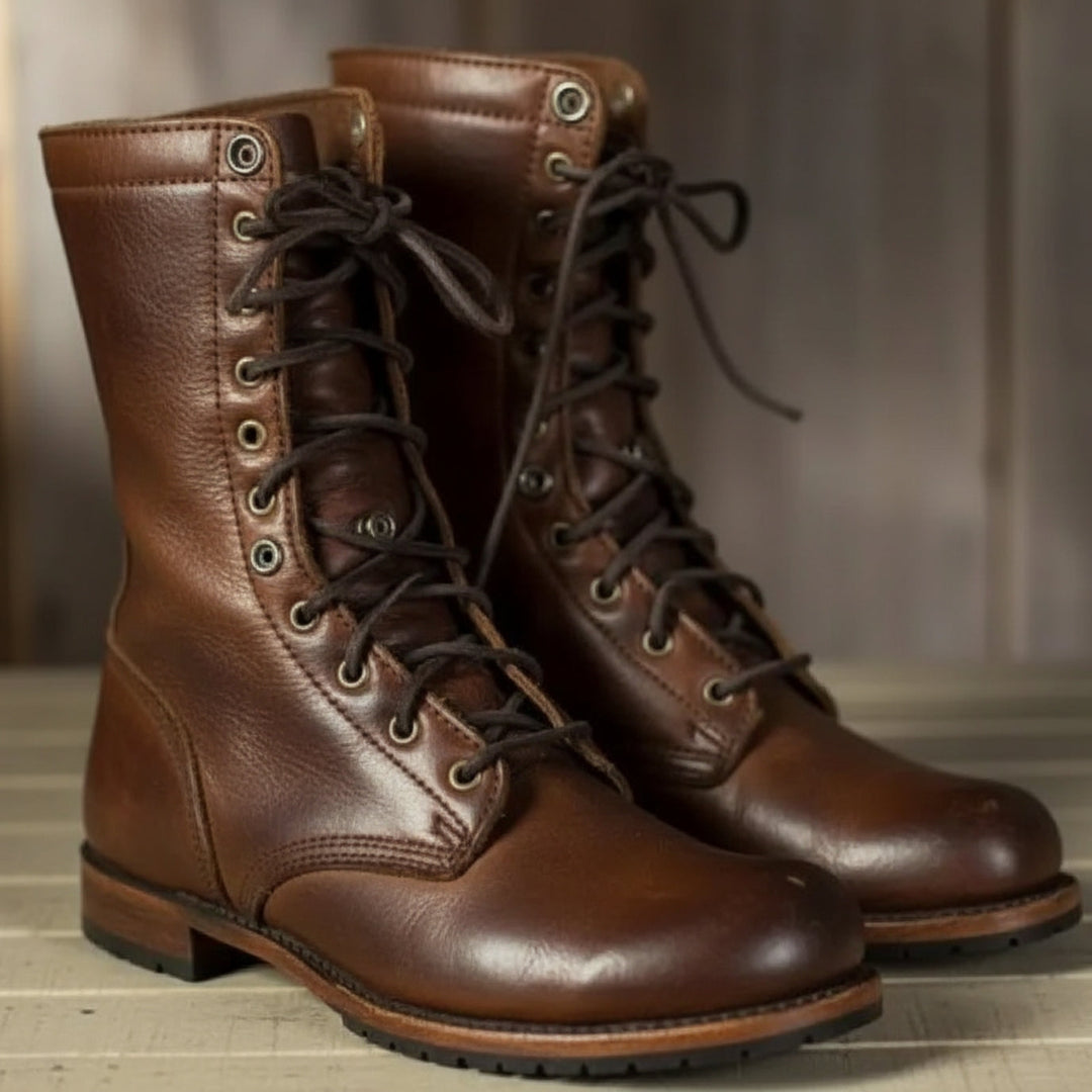 Women's Leather Lace-Up Combat Boots | Stylish Comfortable Footwear 0